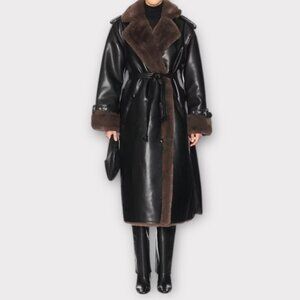 New! WEWOREWHAT Women's Bonded Faux Fur Overcoat Sz S